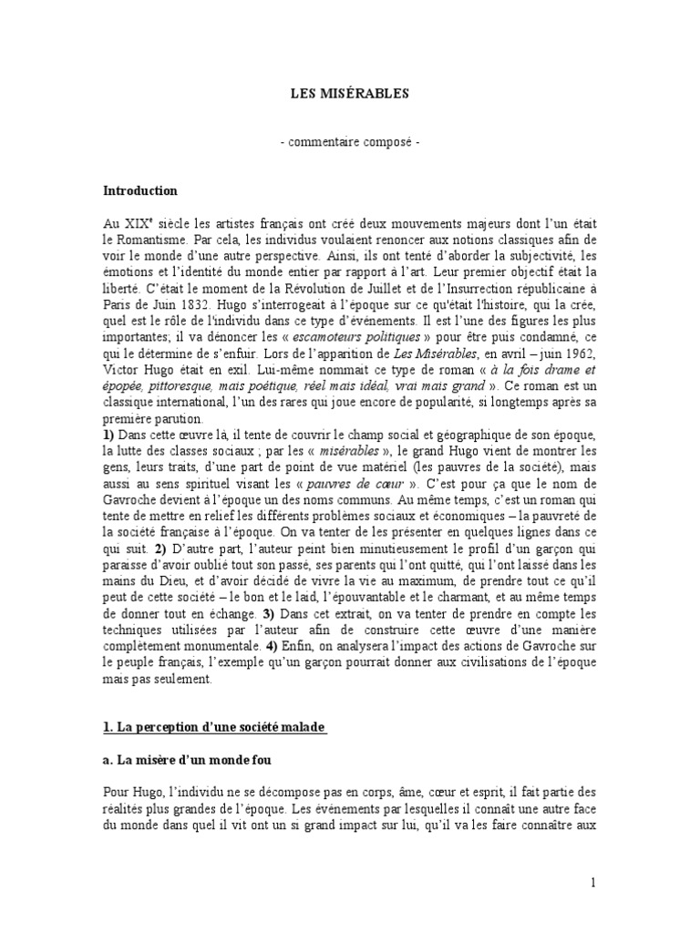 Les Misérables Texte Abrégé Résumé Chapitre Par Chapitre
