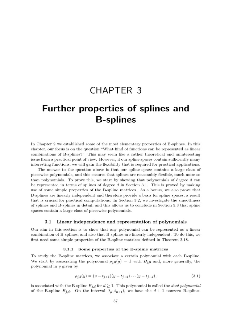Further Properties of Splines and B-Splines | PDF | Matrix (Mathematics ...
