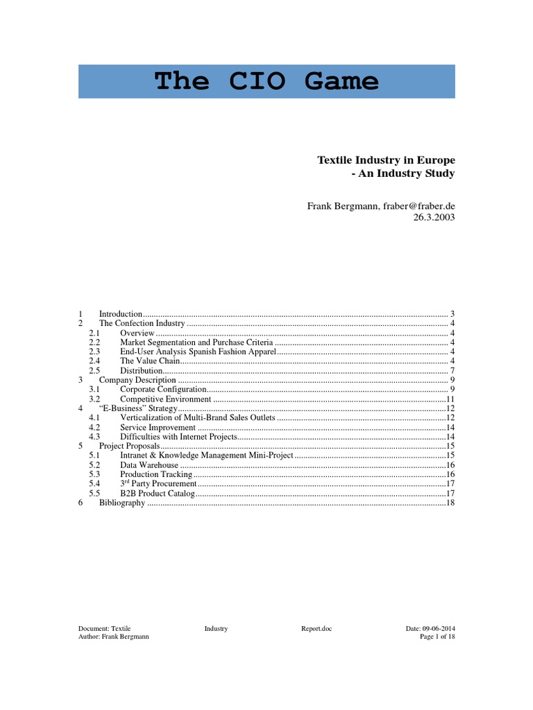 Textile Industry Report PDF Suit (Clothing) Fashion