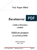 Bacalaureat 2011 Exigenele Probei Scrise