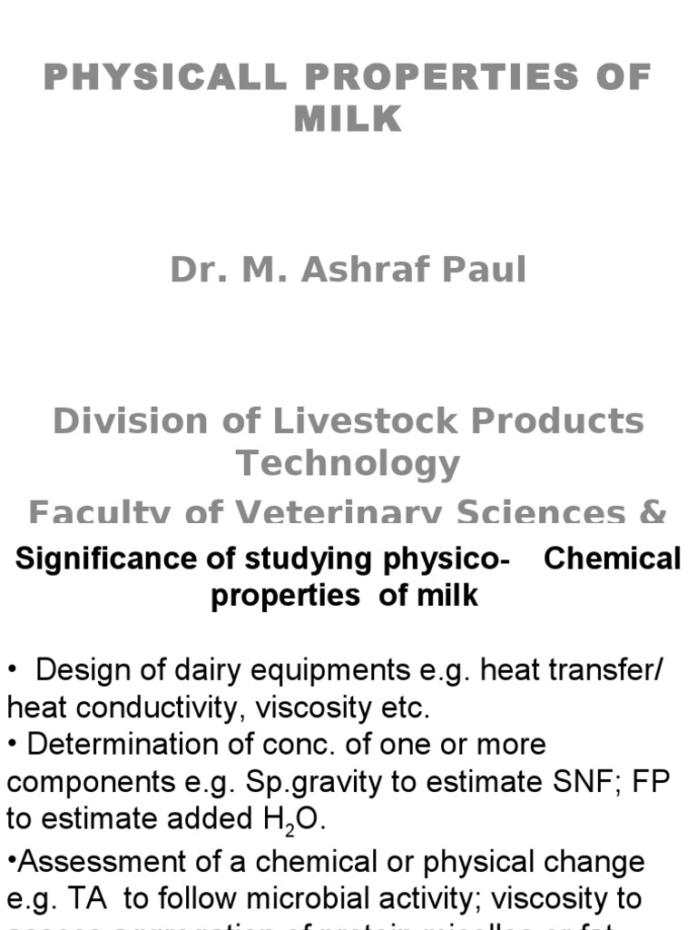 Physical Properties of Milk PDF Foam Milk
