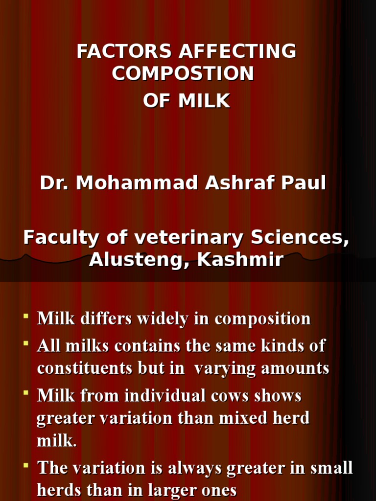 Factors Influencing Milk Composition | PDF | Milk | Cattle