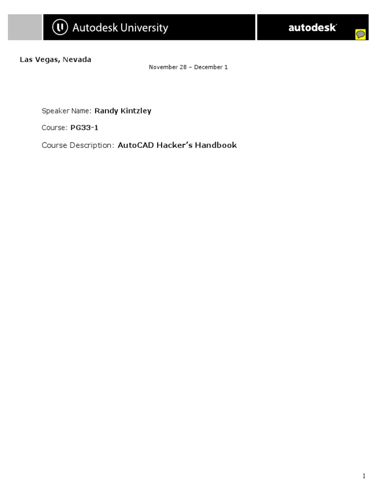 AutoDesk University PDF Visual Basic For Applications Auto Cad