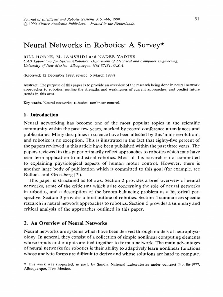 Neural Networks in Robotics A Survey | PDF | Kinematics | Artificial ...