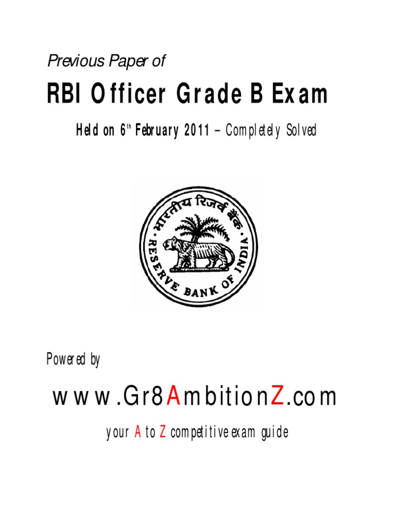 RBI Grade B Previous Paper - Gr8AmbitionZ | PDF | Law