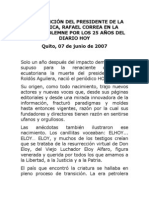 2007-06-07 Discurso Sesión Solemne Por 25 Años Diario Hoy