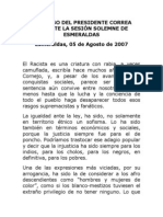 2007-08-05 Discurso Sesión Solemne de Esmeraldas