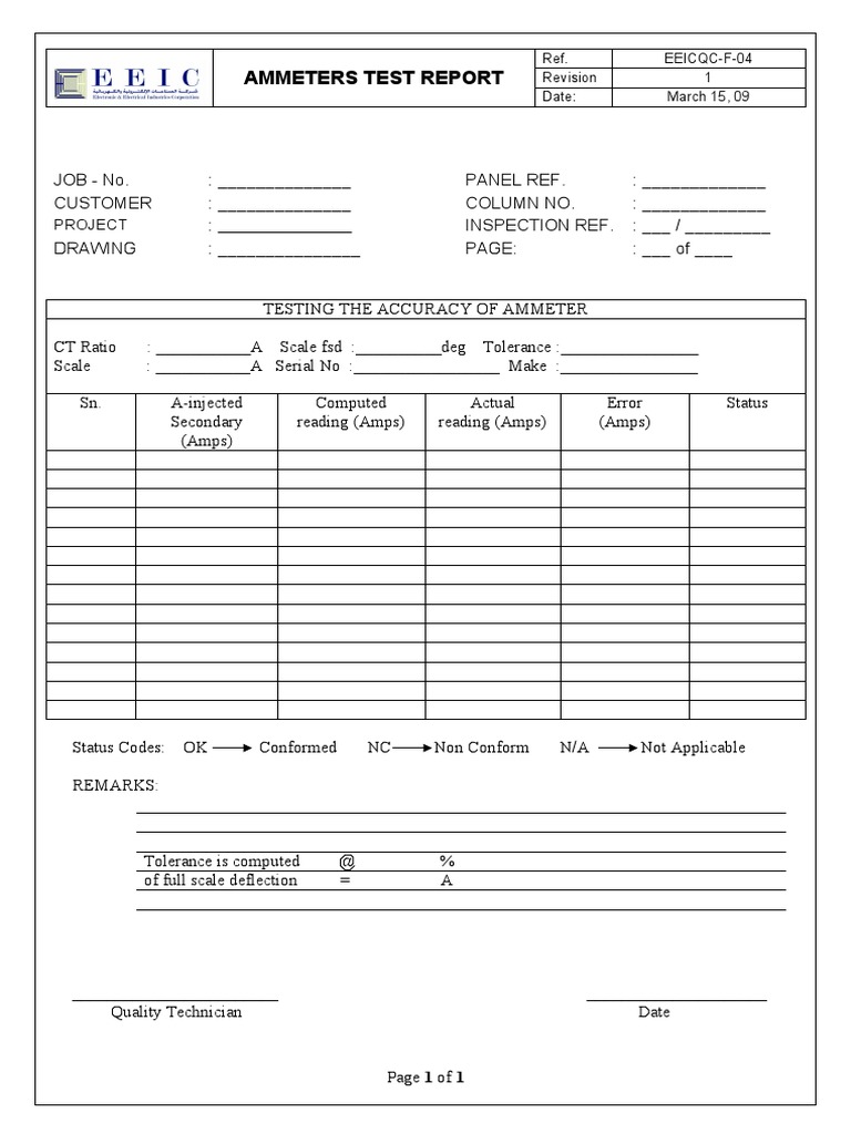 Ammeter Accuracy Test Report | PDF