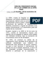 2007-11-17 Discurso Ante III Cumbre de La OPEP