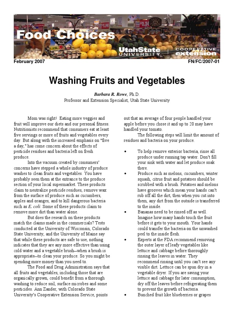 How To Wash Food | PDF
