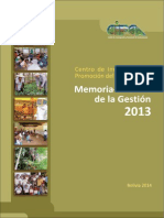 Memoria - Informe de La Gestión 2013 Del Centro de Investigación y Promoción Del Campesinado.