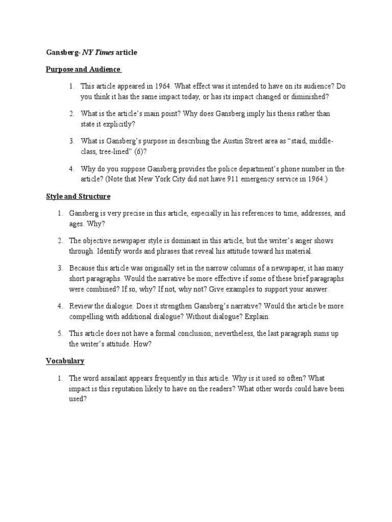 Newspaper article questions worksheet pdf picture