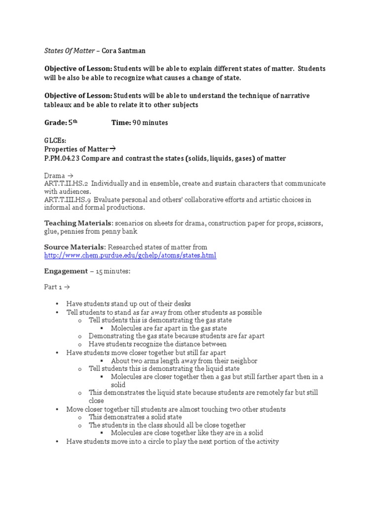 States of Matter Lesson Plan | PDF | Ice | Liquids