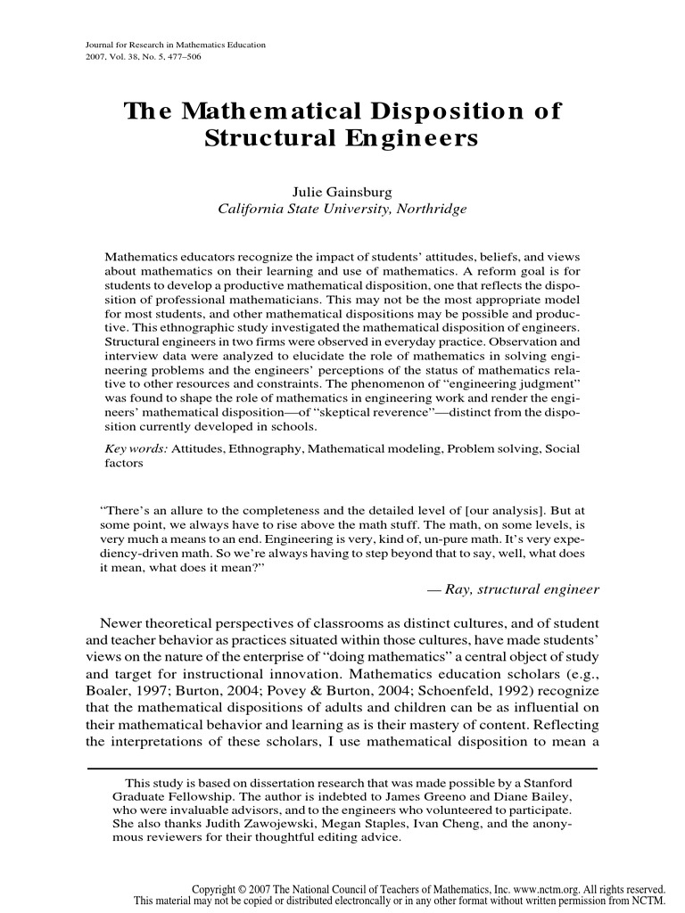 The Mathematical Disposition of Structural Engineers | Download Free ...