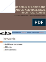 Changes of Serum Chloride and Metabolic Acid-Base State in Critical Illness