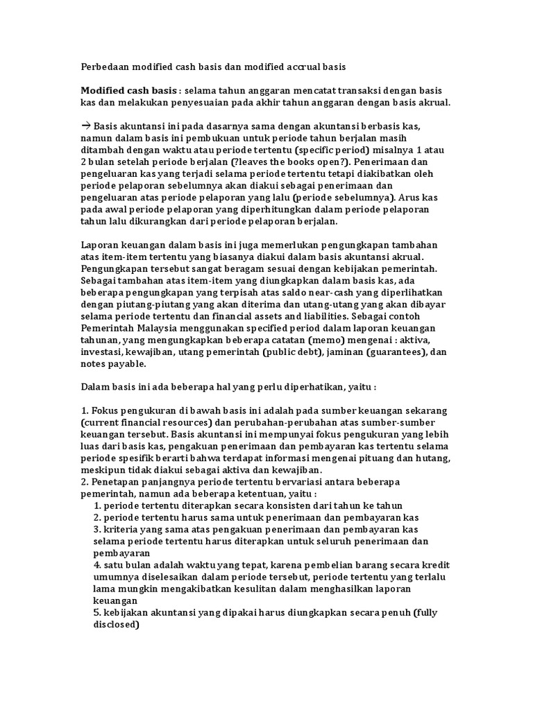 Perbedaan Modified Cash Basis Dan Modified Accrual Basis Sri Hanna Raisa