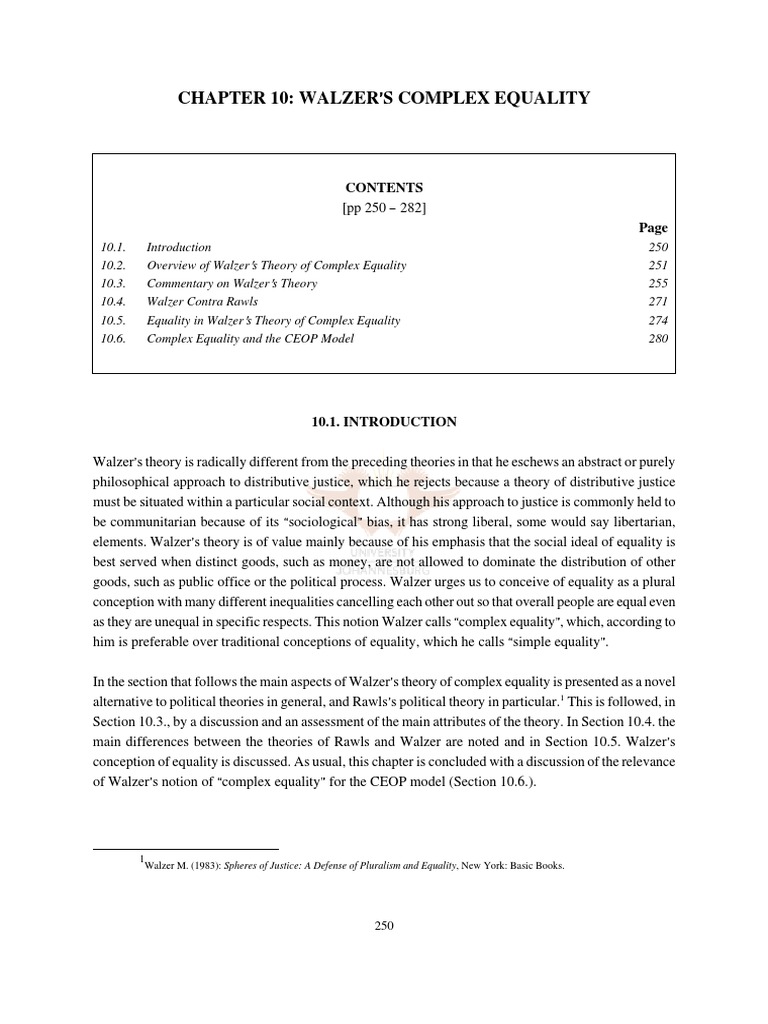 Walzer Complex Equality : Michael Walzer’s Social Thought and ...