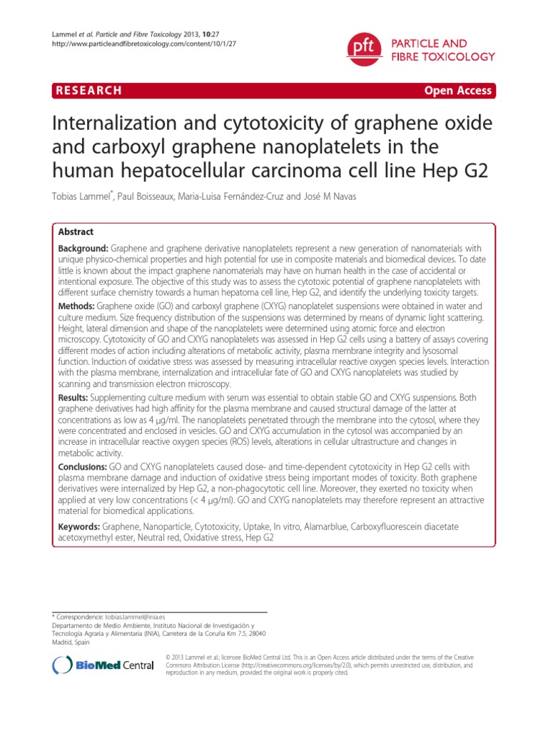 Internalization and Cytotoxicity of Graphene Oxide and Carboxyl ...