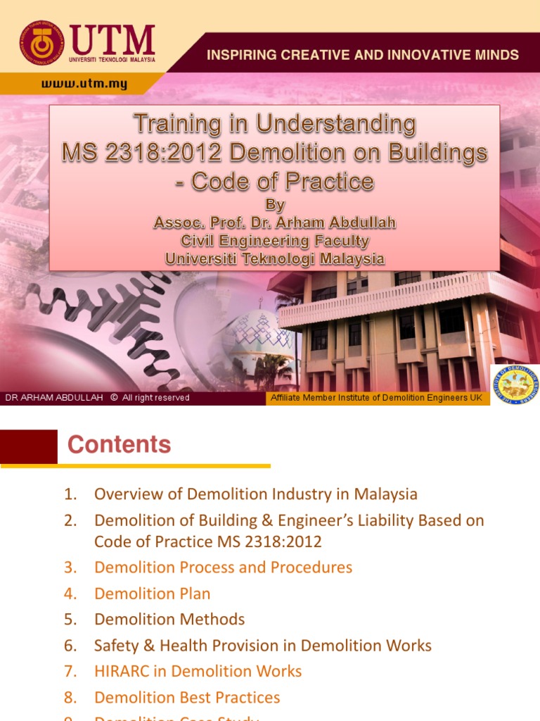 CIDB Demolition Seminar - Dr. Arham Slide | PDF | Demolition ...