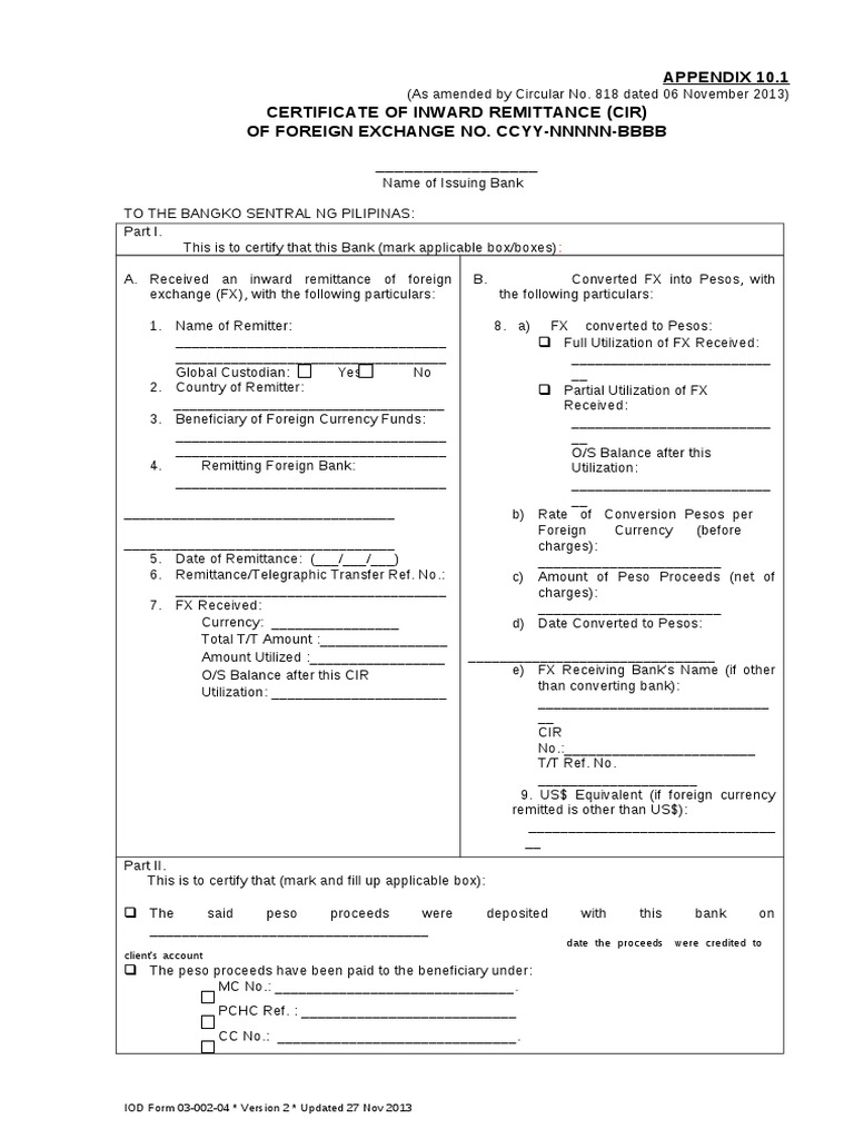 Inward Remittance Certificate Format | PDF | Business | Finance & Money ...