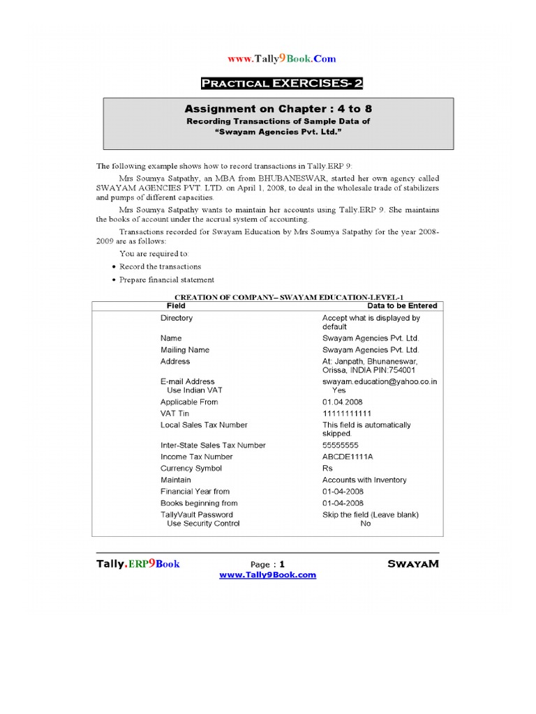 Practical example of tally erp 9 image