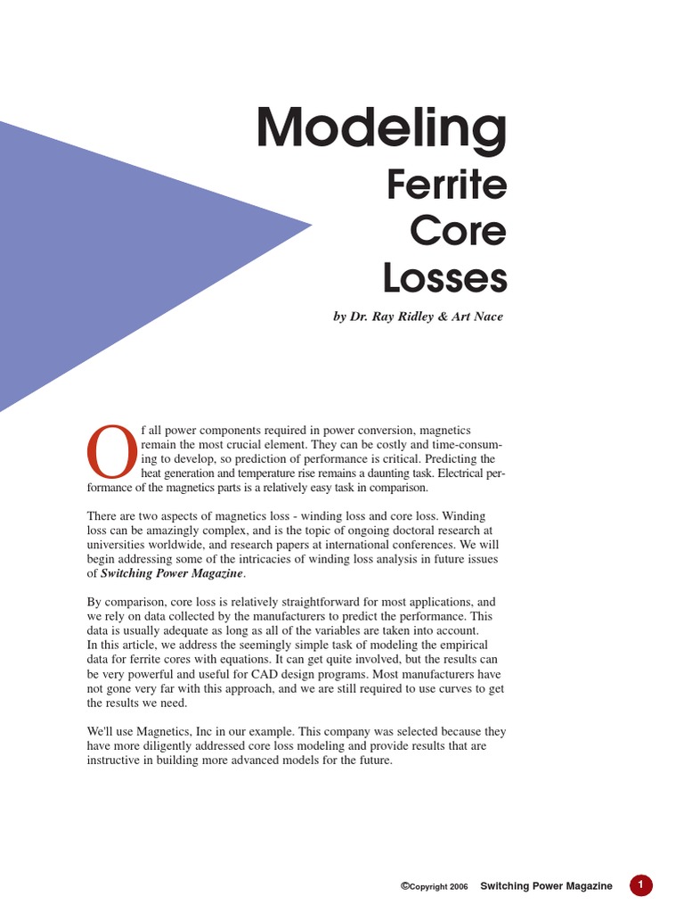 7 Modeling Ferrite Core Losses Exponentiation Accuracy And Precision