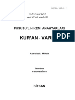 ARABİ - Fususul Hikem Anahtarları Kuran-Varlık - Abdulbaki Miftah