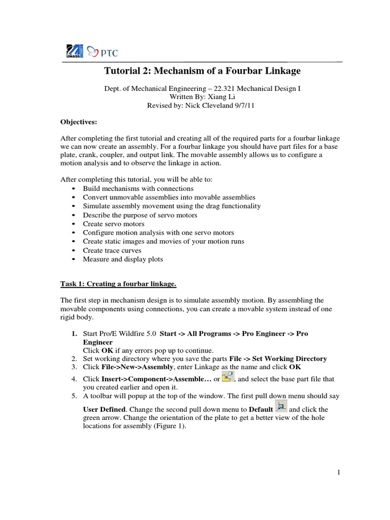 Fourbar Linkage Assembly Tutorial | PDF | Rotation Around A Fixed Axis ...