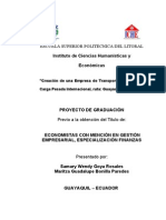 Tesis de La Creación de Una Empresa de Transporte Terrestre de Carga Pesada, Ruta Guayaquil, Lima