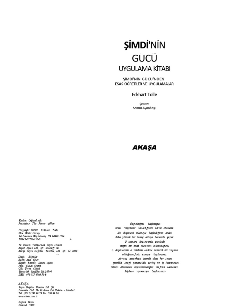 ECHART TOLLE Simdinin Gucu Uyg | PDF