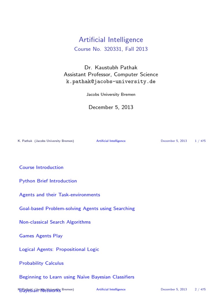 AI Course Overview and Logistics | PDF | Artificial Intelligence