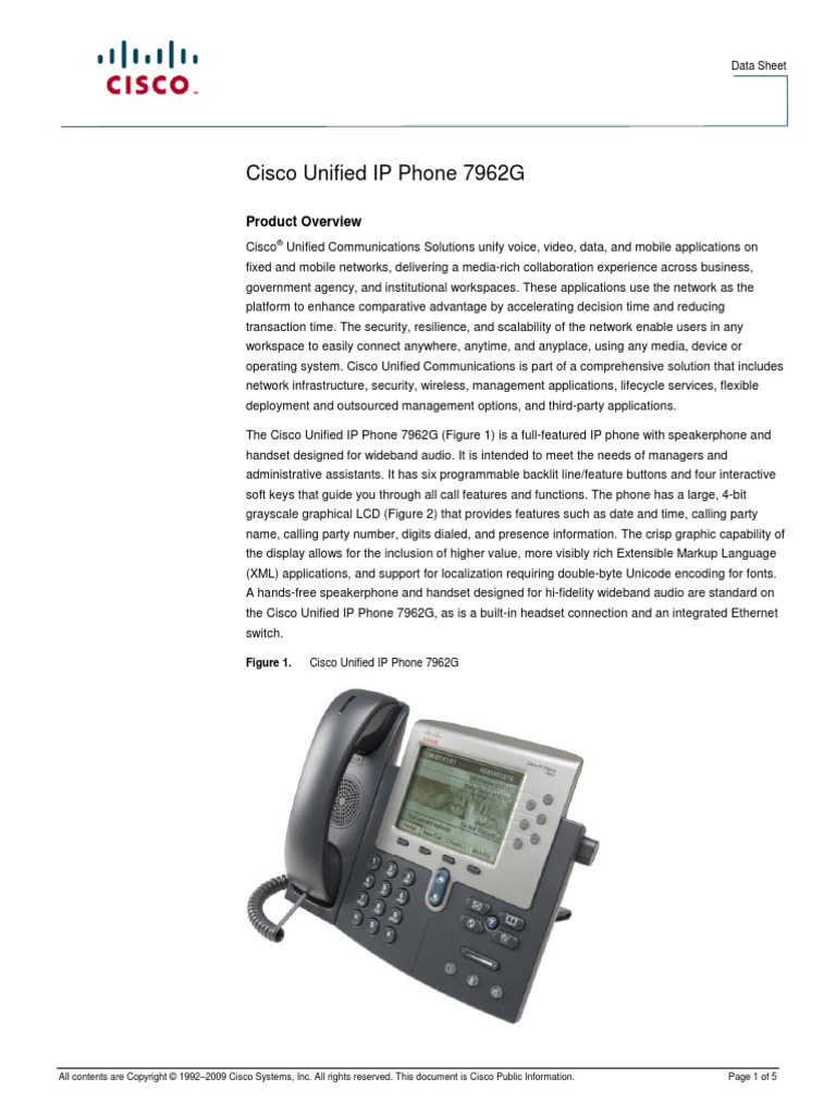 manual Cisco IP Phone 7962G.pdf | Telephone | Cisco Systems