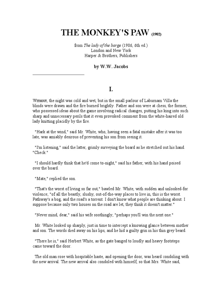 Story The Monkey's Paw PDF