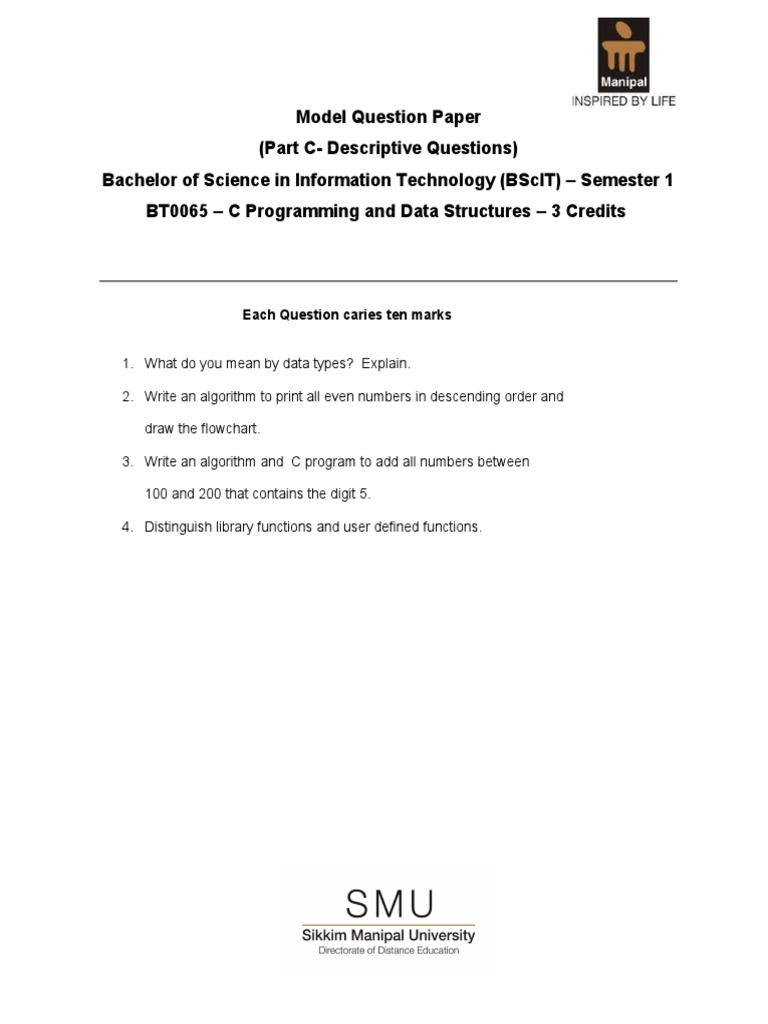 BScIT C Programming Exam Questions | PDF | C (Programming Language ...