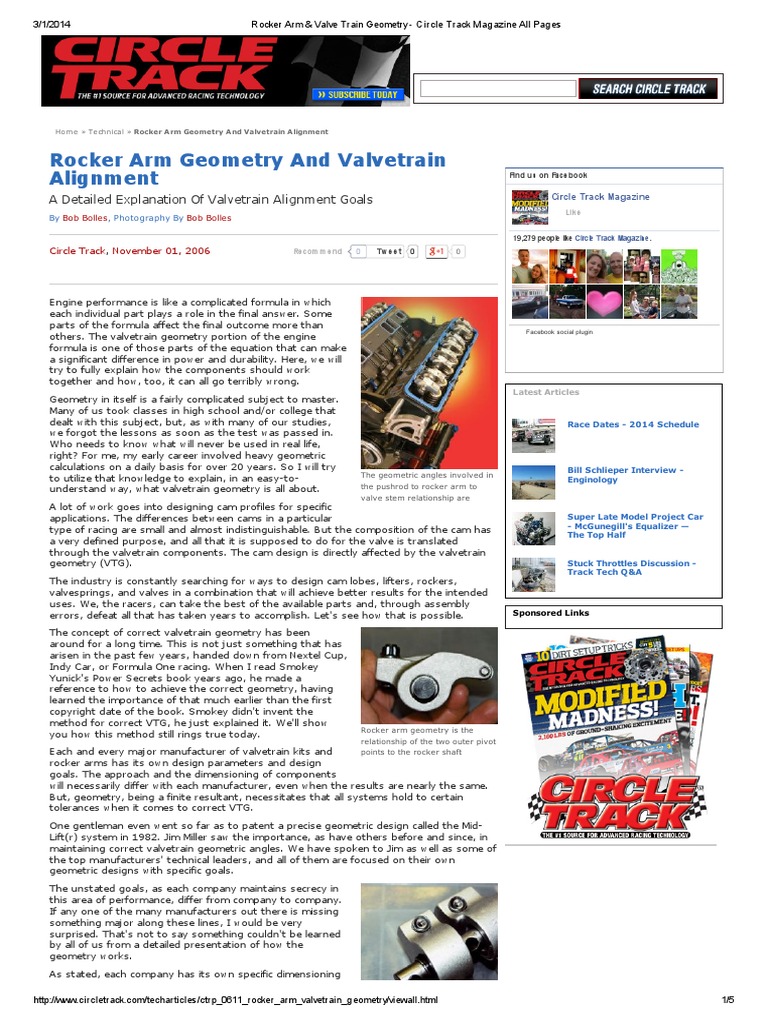Rocker Arm & Valve Train Geometry Circle Track Magazine All Pages