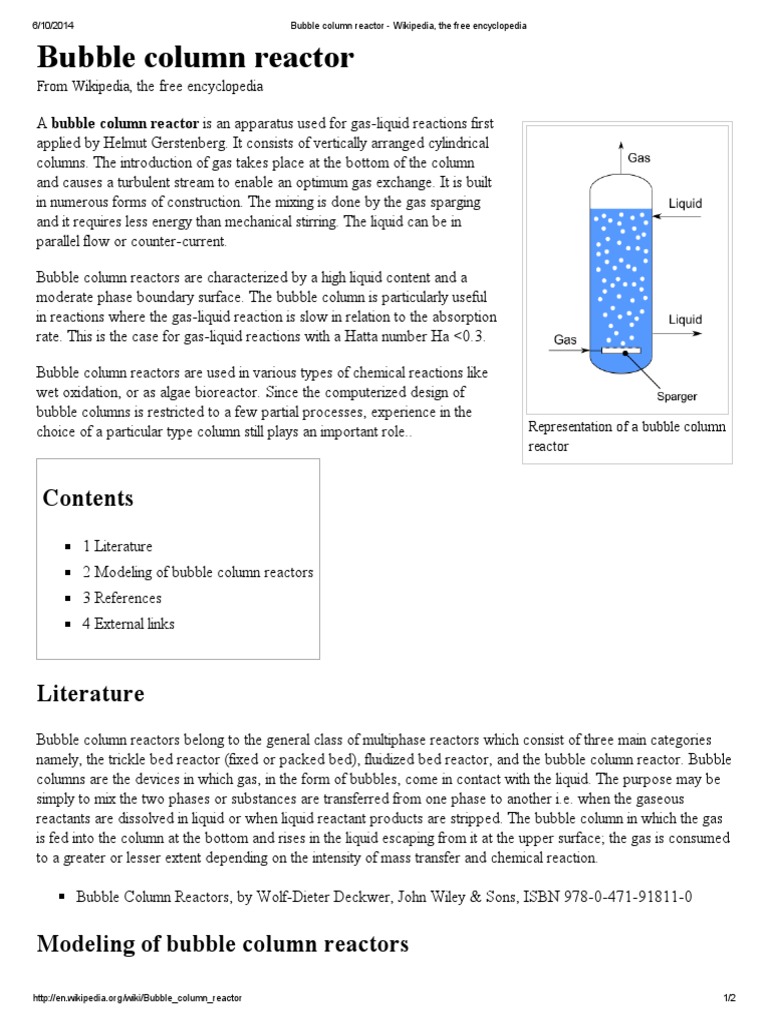 Bubble Column Reactor Chemical Reaction Engineering Chemistry