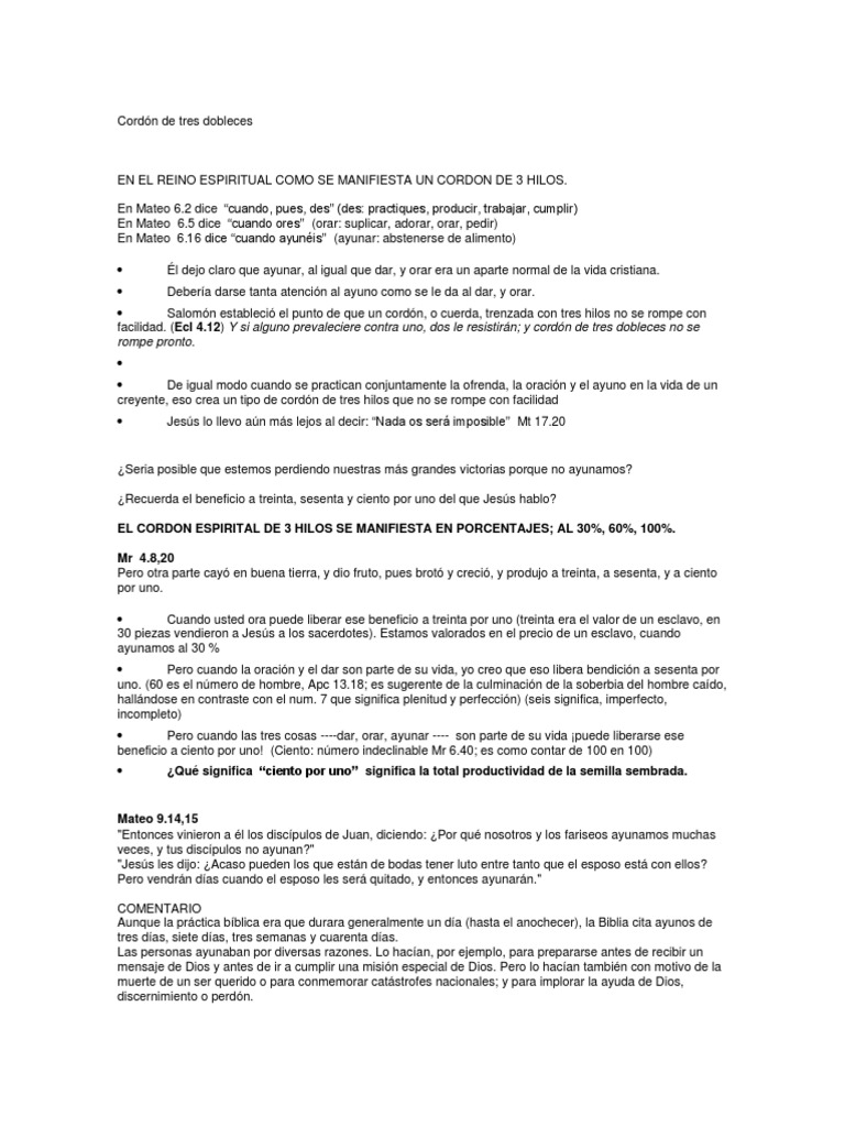 Cordon De Tres Dobleces Rapido Oracion