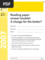 YR9 SATs - Reading Answer Book 2007