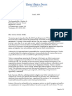 Letter from 20 U.S. Senators to U.S. Attorney General Eric Holder over VA Firings
