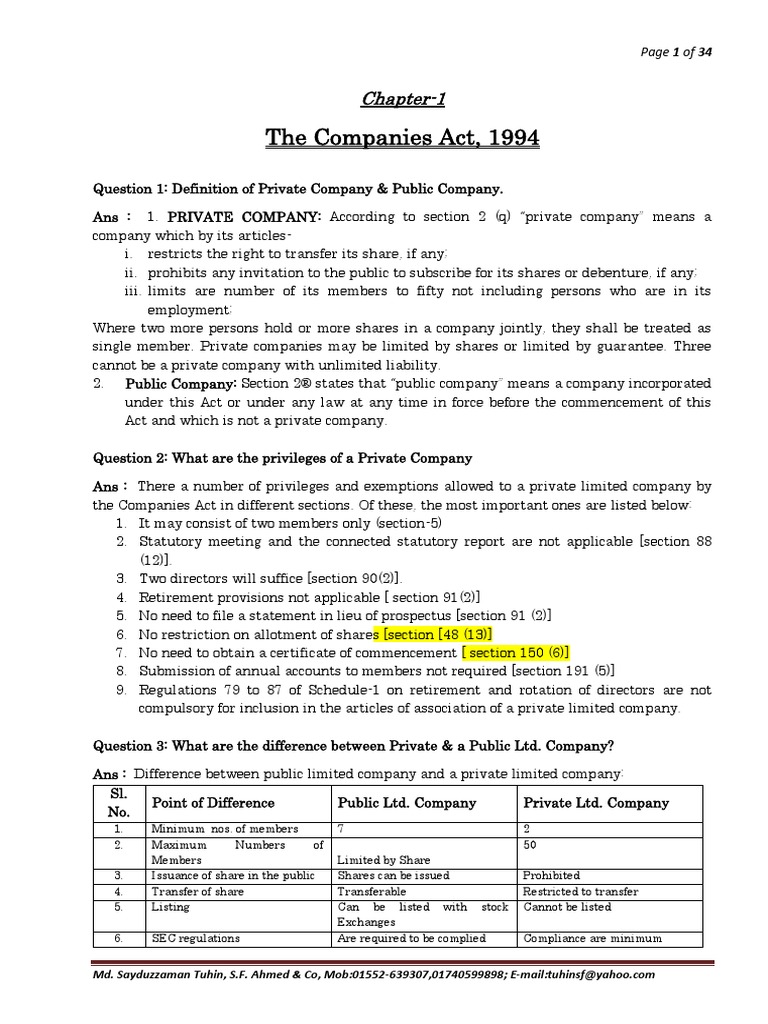 Companies Act 1994 Board Of Directors Debenture