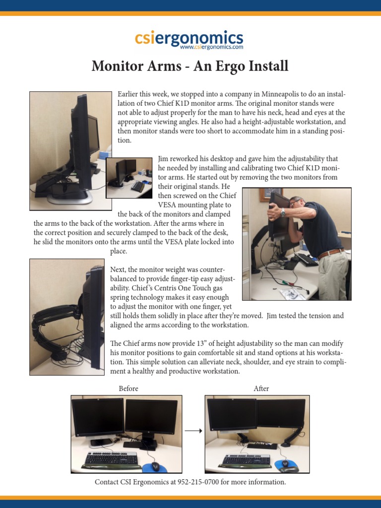 Monitor Arms - An Ergo Install | PDF | Technology & Engineering