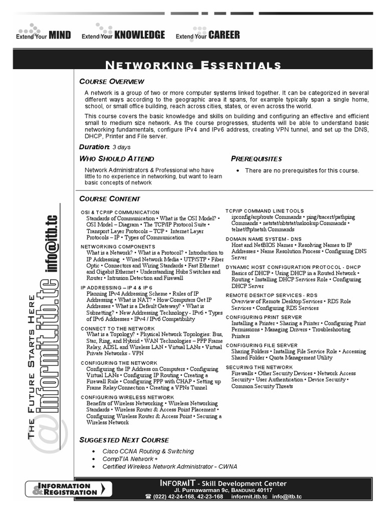[Xxxx] Syllabus Networking Essential 080614 Protocols