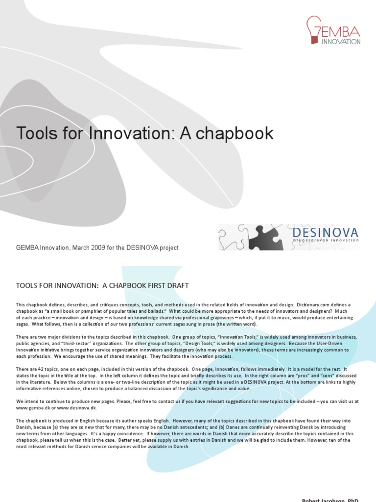 Tools For Innovation, A Chapbook | PDF | Business Incubator ...