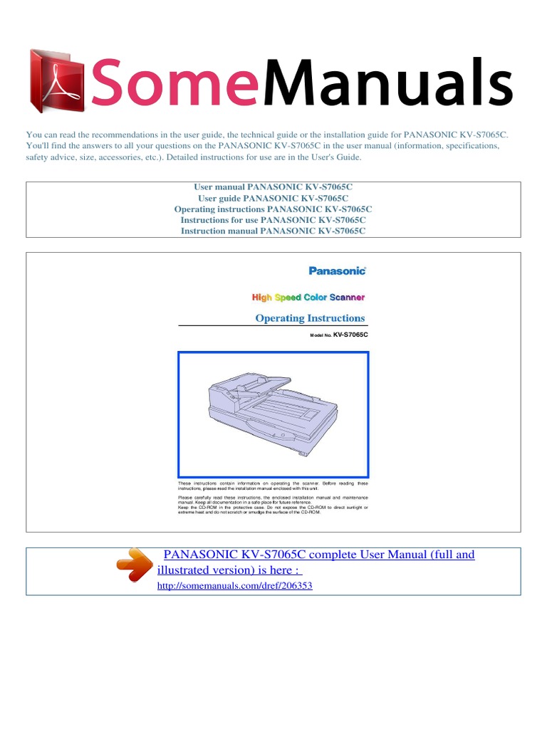 User Manual Panasonic KV s7065c e | PDF | Image Scanner | Ac Power