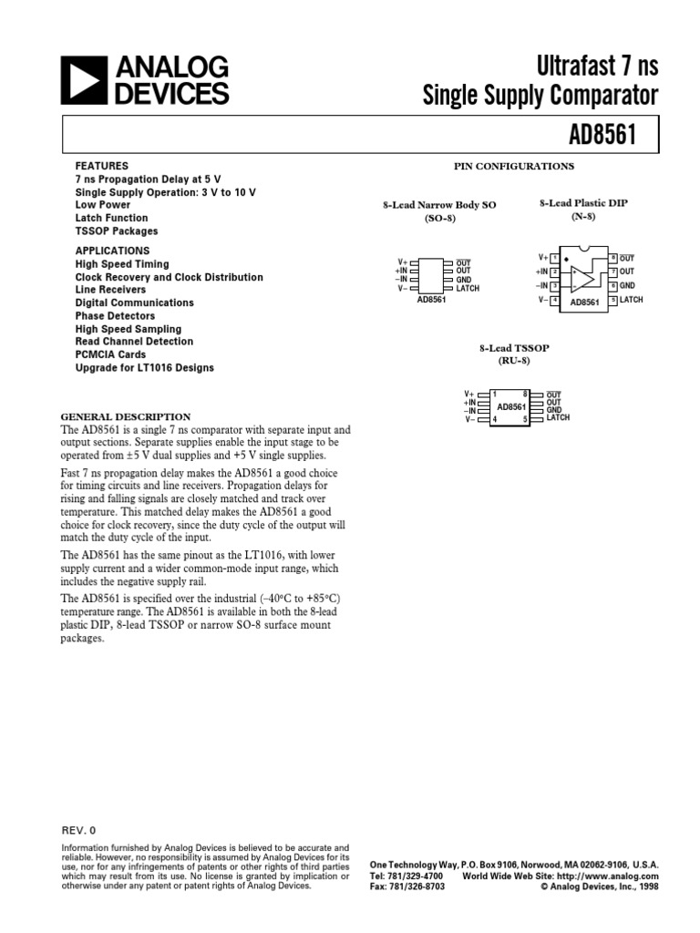 AD8561 | PDF | Capacitor | Electrical Components
