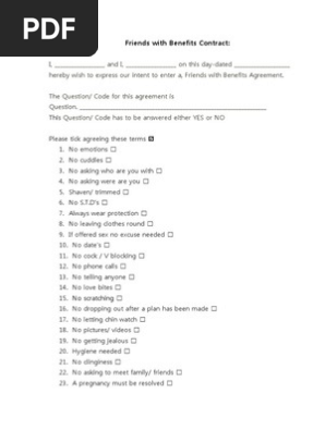 Rules for a friends with benefits relationship