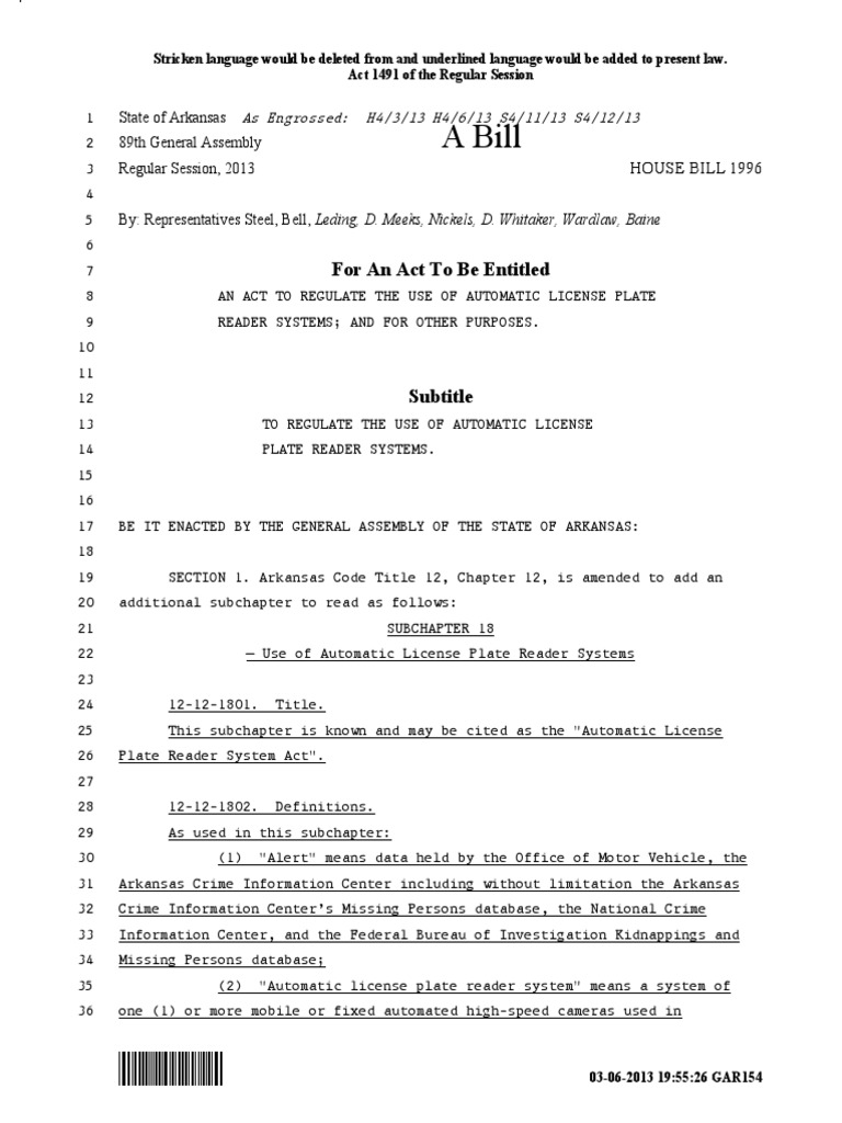 Arkansas Act 1491 Government Information Social Institutions