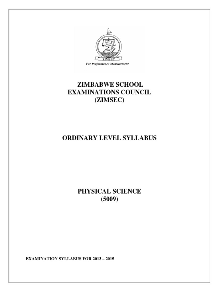 ZIMSEC O-Level Physical Science | PDF | Acceleration | Electromagnetic ...