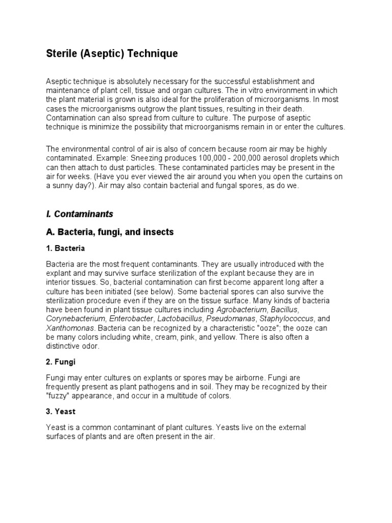 Sterile Technique 2013 PDF Sterilization (Microbiology) Microbiology