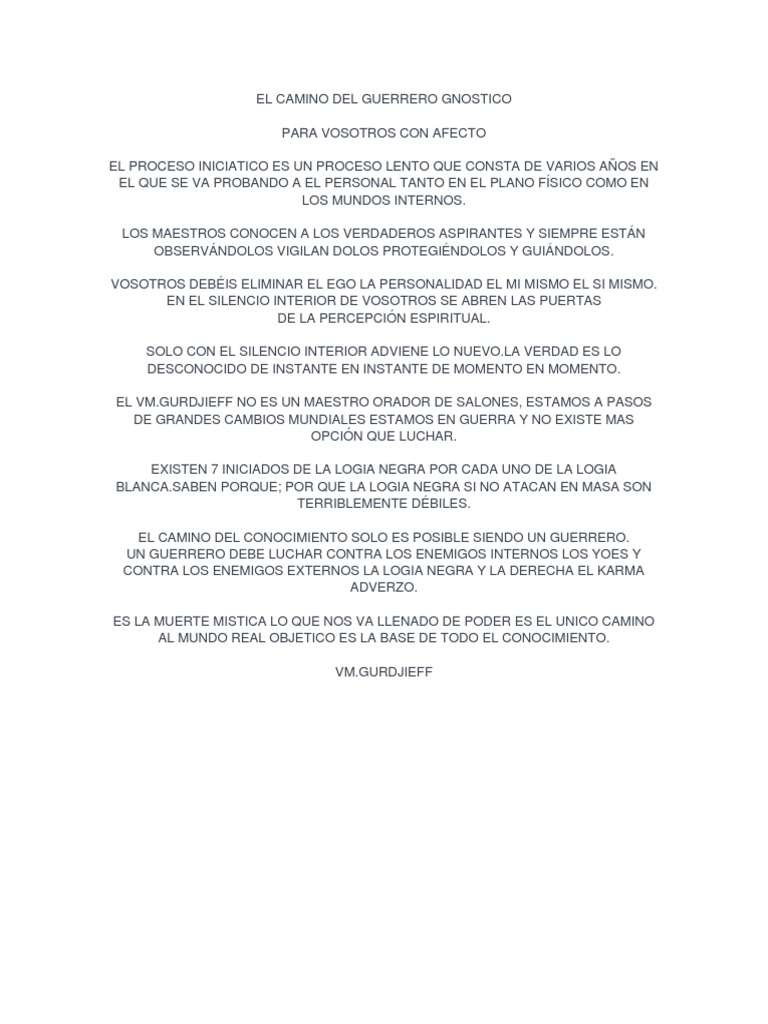 El Camino Del Guerrero Gnostico | PDF